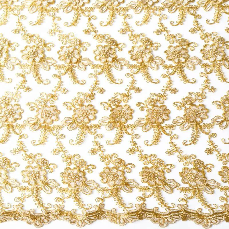 5 Yard Golden Thread Tulle Lace Patchwork High-End Gold Color Fabric for Wedding Embroidery And Best Quality Dress Sewing