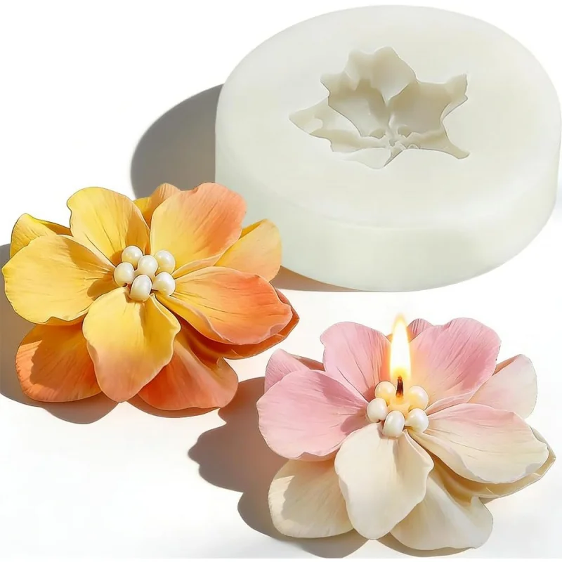 1 Stück 3D-Blumen-Silikon-Kerzenform, zur Kerzenherstellung, Silikon-Blumenform, florale Epoxidharzform, Kerzenherstellungszubehör