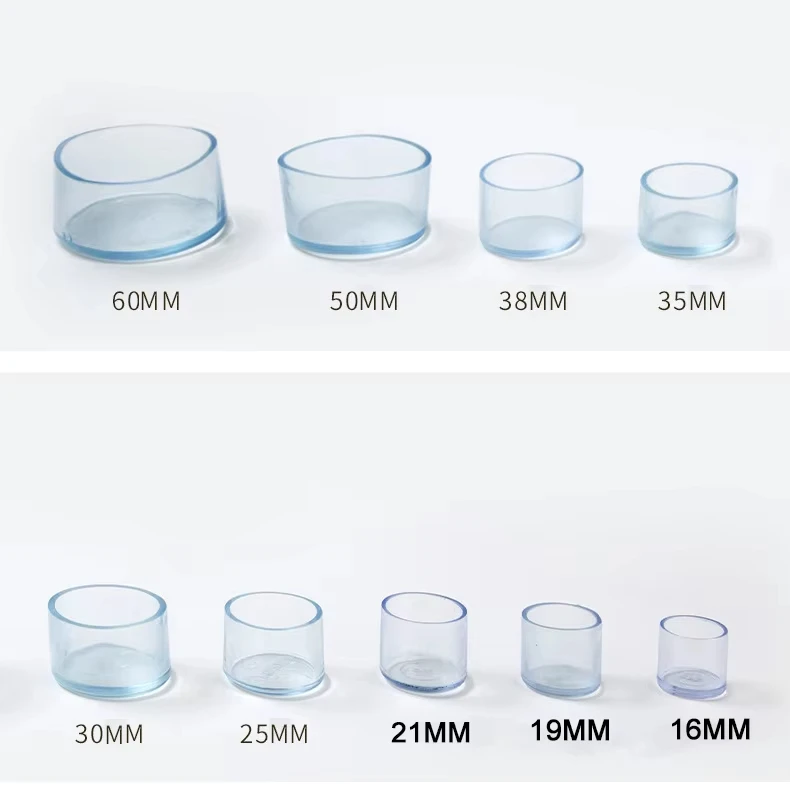 4Pcs Transparent PVC Table Chair Leg Feet Pad Caps Square/Round Non-slip Feet Protector Pads Furniture Leveling Feet Home Decor