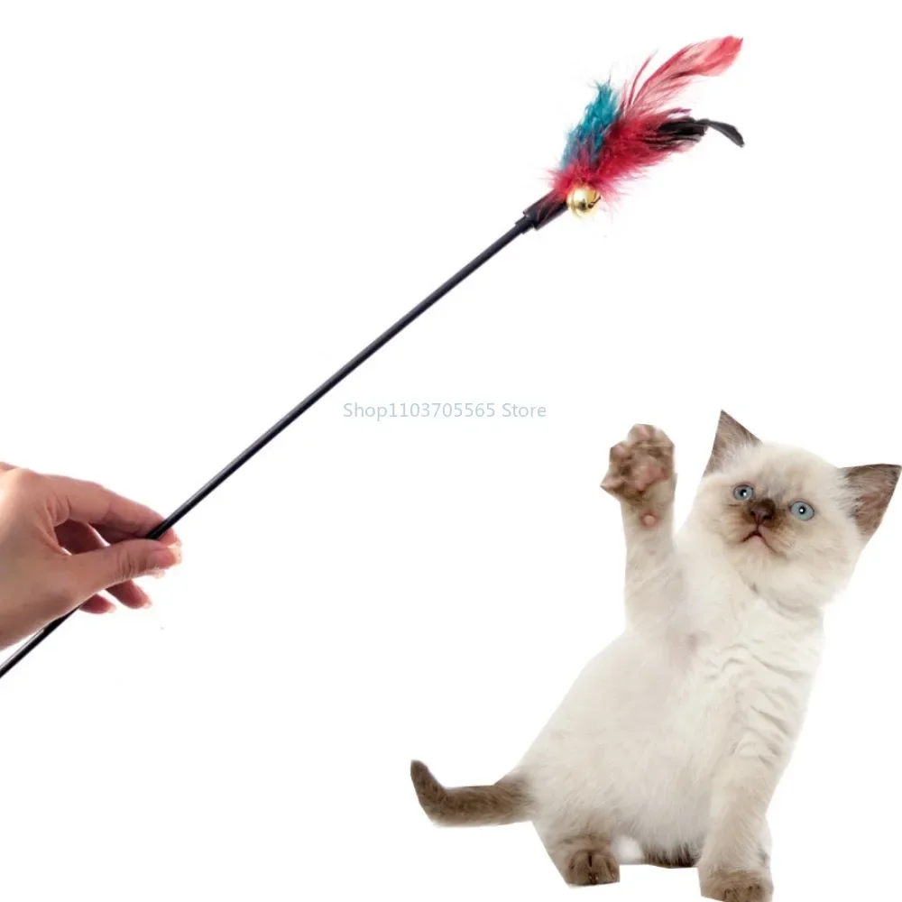 5/4/3/2pcs Funny Kitten Cat Teaser Interactive Toy Rod with Bell and Feather Toys For Pet Cats Stick Wire Chaser Wand Toy