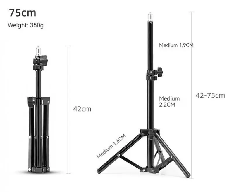 Складной Настольный Штатив 55/75 см, металлический держатель для мобильных устройств, для прямых трансляций, ding1/4 винта, с сумкой для хранения