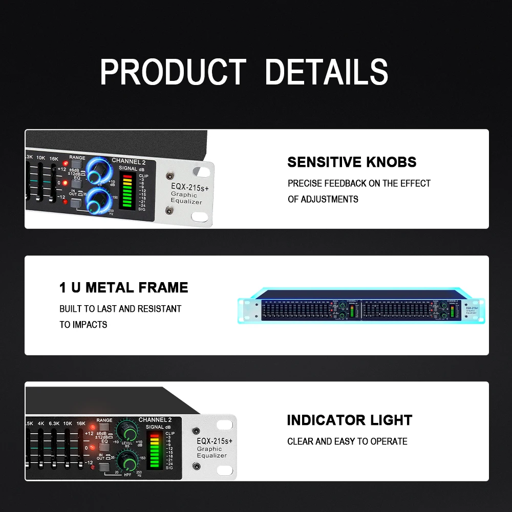 EQ215S Nuovo equalizzatore grafico doppio 15 bande bilanciato attivo Equalizzatore di potenza Processore audio digitale