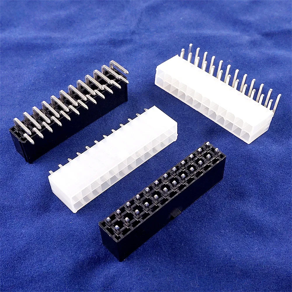 

5Pcs Motherboard ATX 4.2 mm 24 pin Male Header Pins 24 P Mainboard CPU Power Connector PCB Through Hole Right Angle Solid