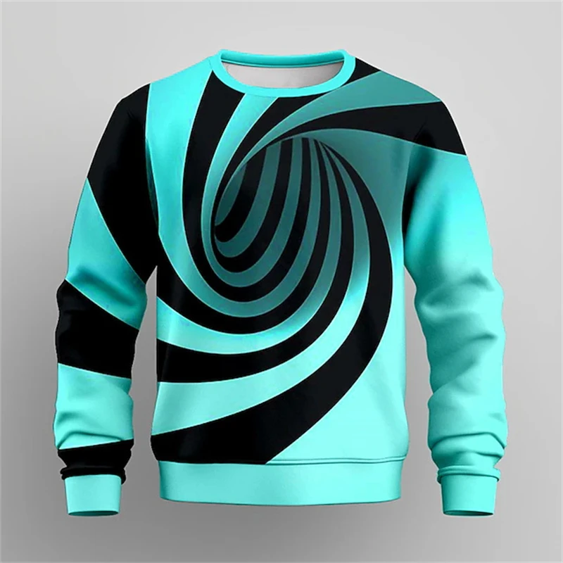 New Men's 3d Print Vortex Graphic O-Neck Sweatshirt Kids Fashion Loose Tops Men Designer Clothes Oversized Y2k Hoodies Wholesale