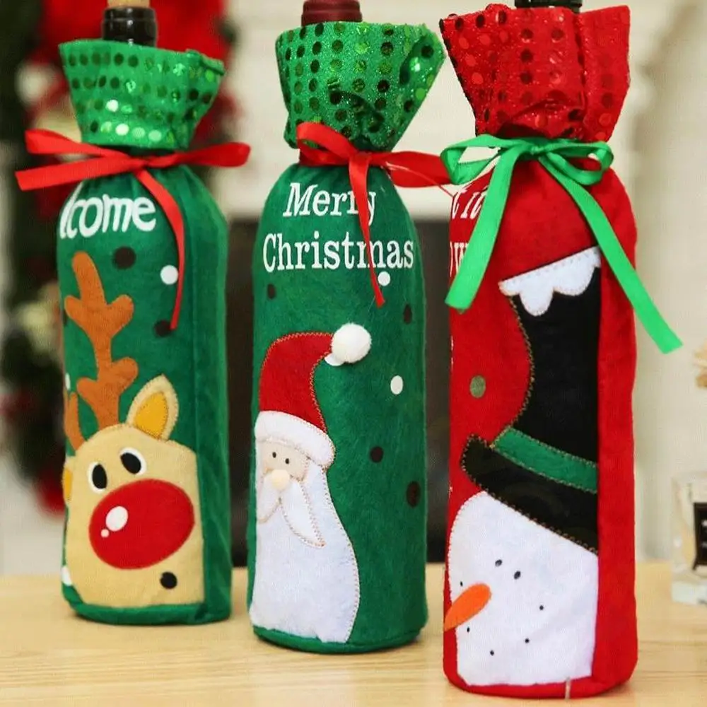 Christmas Wine Bottle Cover Merry Christmas Decor For Home Christmas Snowman Table Decor Xmas Gift Happy New Year