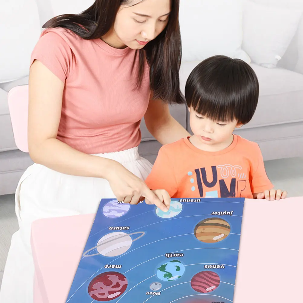 2Pcs Solar System Educational Poster Set Non-Woven Cloth Early Learning Chart for Homeschool Preschool Kindergarten Science