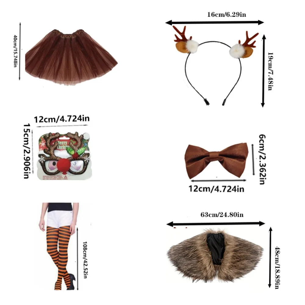 PESENAR Reindeer Costumes Accessory Set for Women Holiday & Halloween Outfit with Antler Headband, Hooded Reindeer Cape