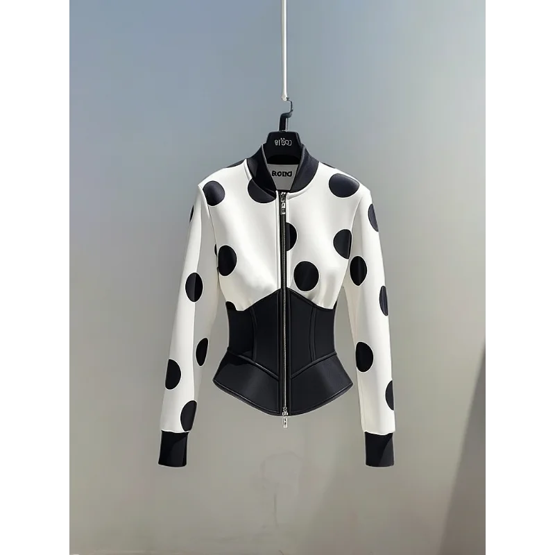 

Белый свитшот в горошек, уникальный красивый темпераментный модный топ для женщин 2025