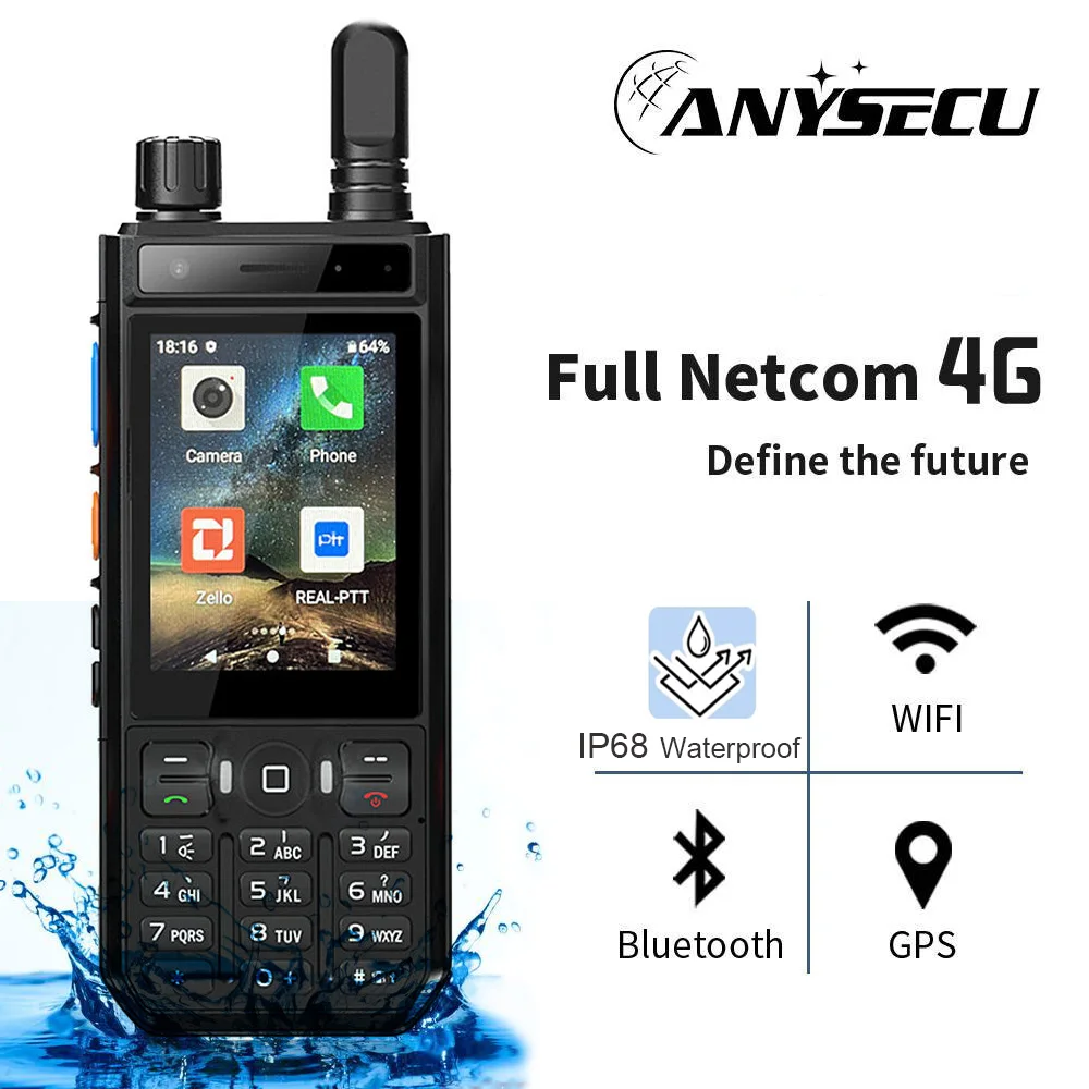 ANYSECU W70 Android 10 4G Network Radio With GPS WiFi IP68 Waterproof PTT Walkie Talkie Compatible with Zello Real-PTT