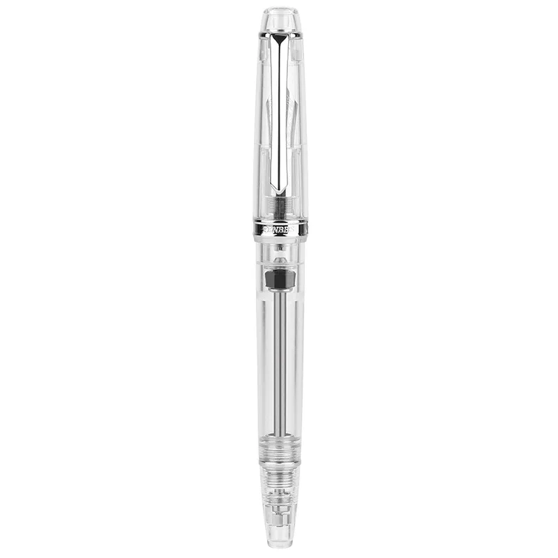 penbbs totalmente transparente caneta tinteiro resina de enchimento a vacuo escrita caneta presente material de escritorio papelaria iridio ef f m nib 268 01