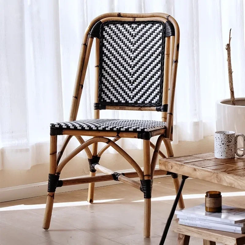 East Asia Rattan Art | Rattan Chair Natural True Rattan Dining Chair Household Balcony Leisure Chair Backrest Vacation Wind