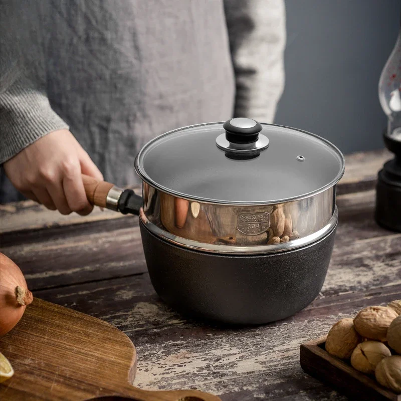 

Uncoated Cast Iron Milk Pot, Baby Supplement Iron Soup Pot, Baby Non-stick Skillet, Thick Cooking Noodle Stew Fryer