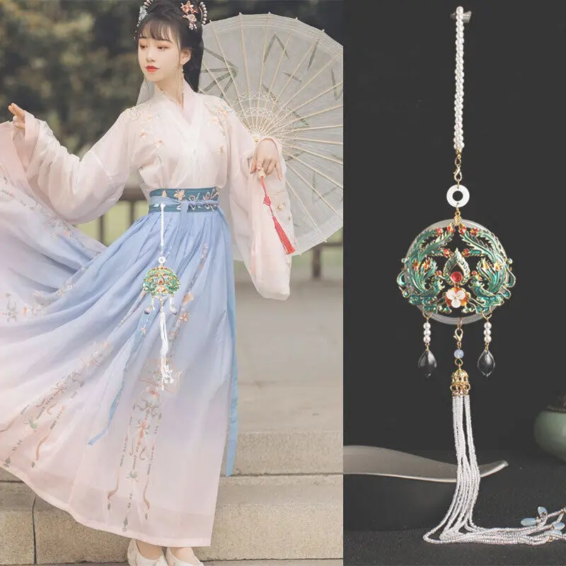 Nowy frędzel w chińskim stylu Hanfu wiszący sznurek jedwabny pas pałacowy łańcuszek w talii 30-35cm jadeitowy Ornament biżuteria akcesoria