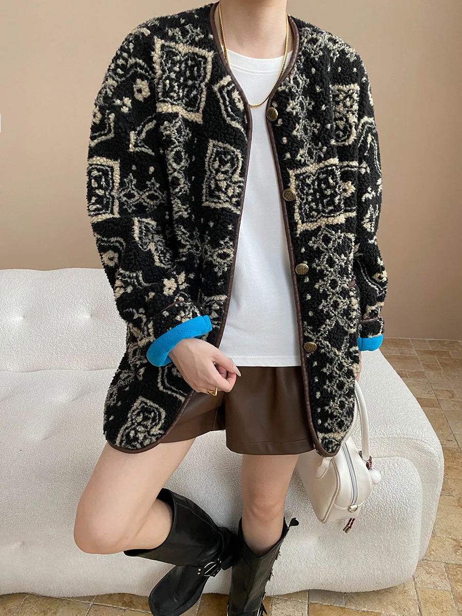 

Тотем из кешью в стиле ретро, флисовая теплая куртка с v-образным вырезом и запахом, винтажное пальто с принтом, унисекс, мягкая удобная зимняя верхняя одежда