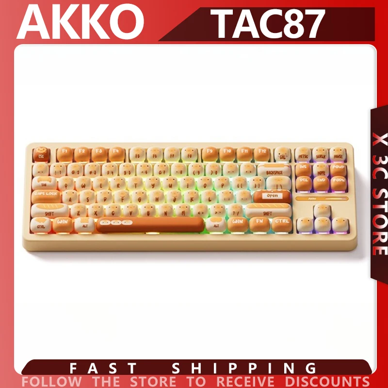 

AKKO TAC87 Mechanical Keyboard Three Mode Wireless Bluetooth 10000mAh Gasket Hot Swap RGB Theme Keyboard for PC Gaming Esports
