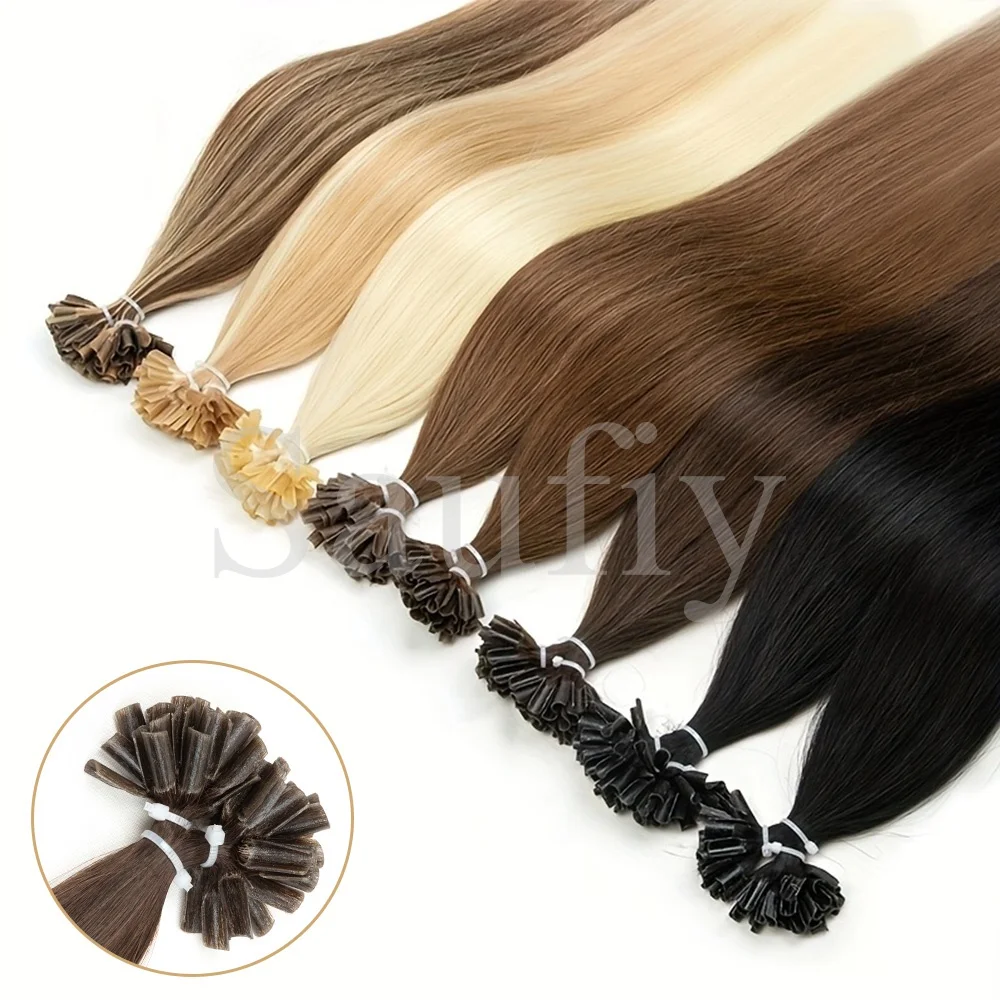 Natural Blonde Nail U Tip Hair Extensions Real Human Hair Straight Capsules Keratin Hair Extension Natural Black Balayge Brown Blonde Hot Fusion Human Hair Extensions 30g/pack 50Strands