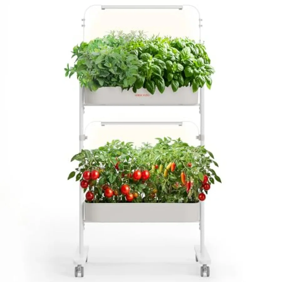 

2-Tier Hydroponics Growing System Kit with 24 Pods and Full Spectrum Grow Lights Smart Controller Indoor Herb Garden Kit for Ve