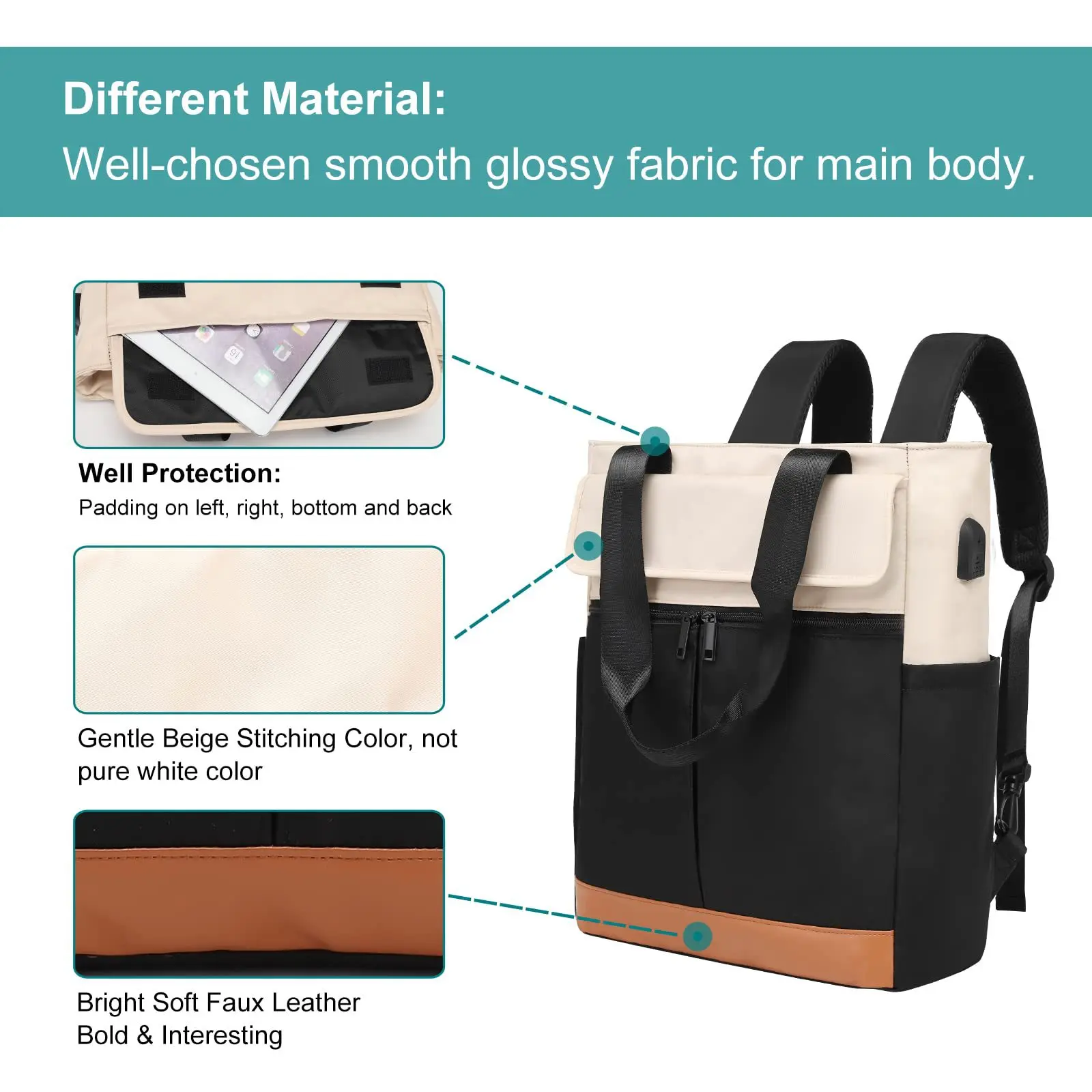 Waterproof Backpack for Women Laptop Large Capacity Shoulder Bags USB Charing Business Female Backpack Satchel Travel Bag