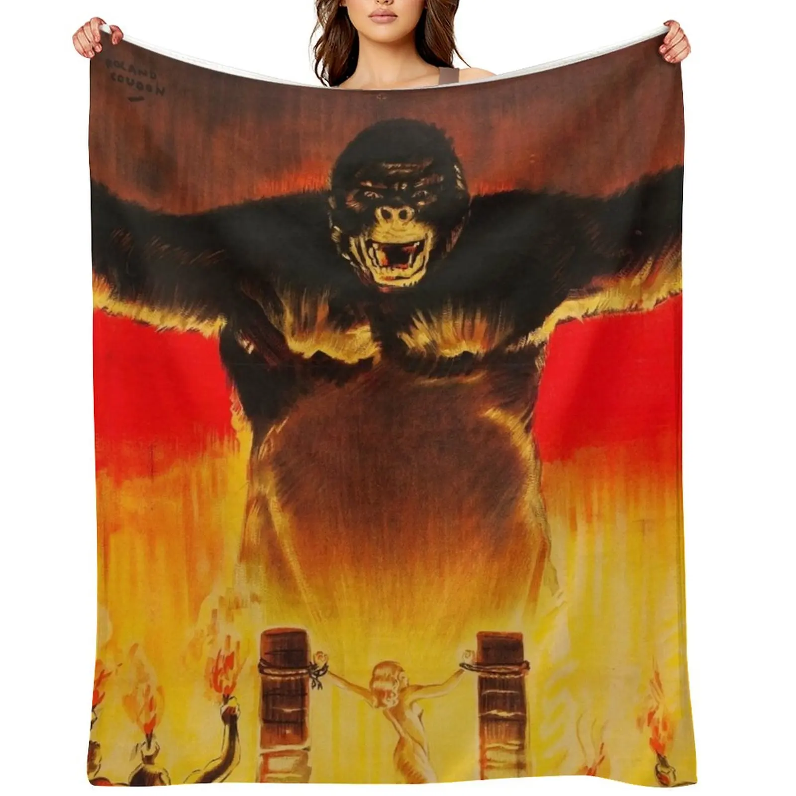 

Vintage King Kong Movie Poster Throw Blanket Decorative Beds For Decorative Sofa Thins Decorative Sofas Blankets