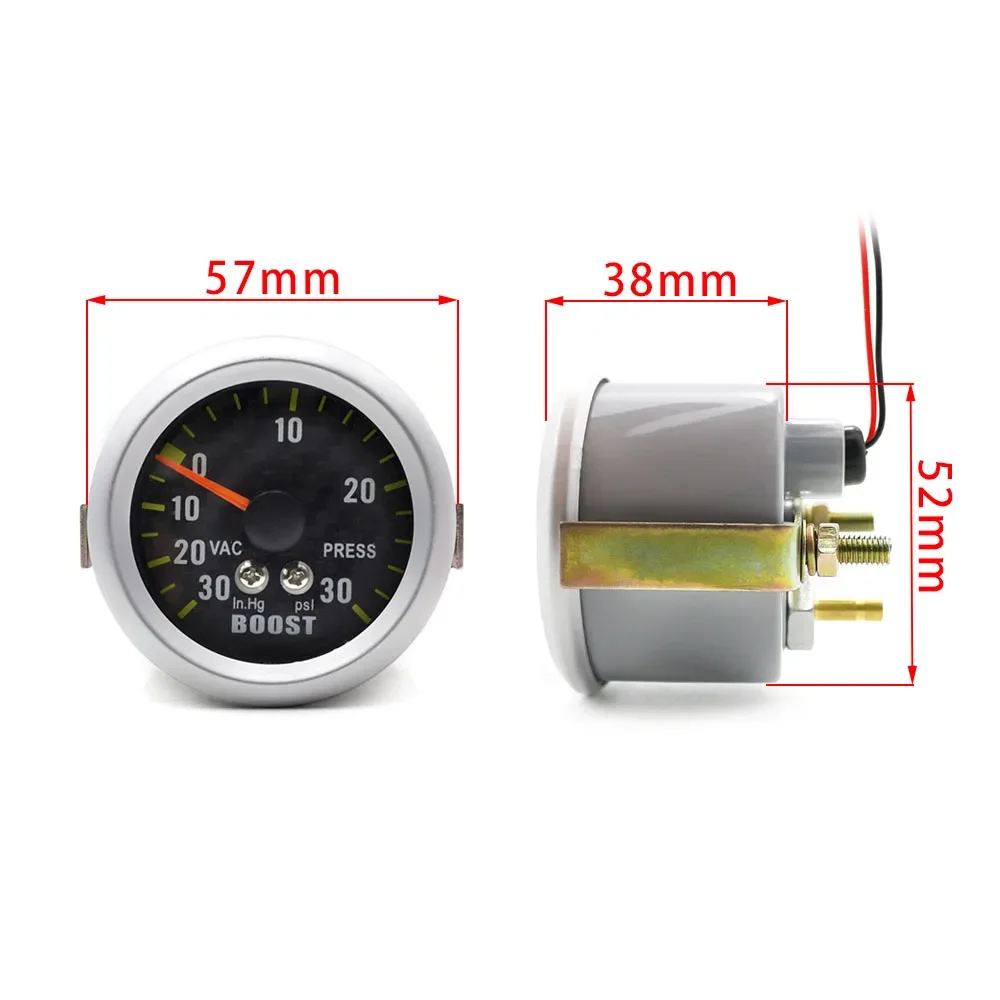 YOMI 52mm Psi Turbo Boost Gauge Meter WIth Sensor Machinery Psi Carbon Fiber Face Turbo Boost Meter