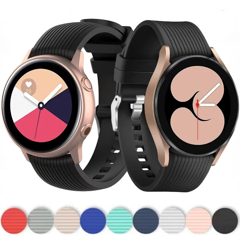 

20mm Silicone Strap For Samsung Galaxy Watch 4/5/6 40mm 44mm Active 2/Huawei watch GT2 Bracelet Correa Amazfit Bip/GTS Wristband