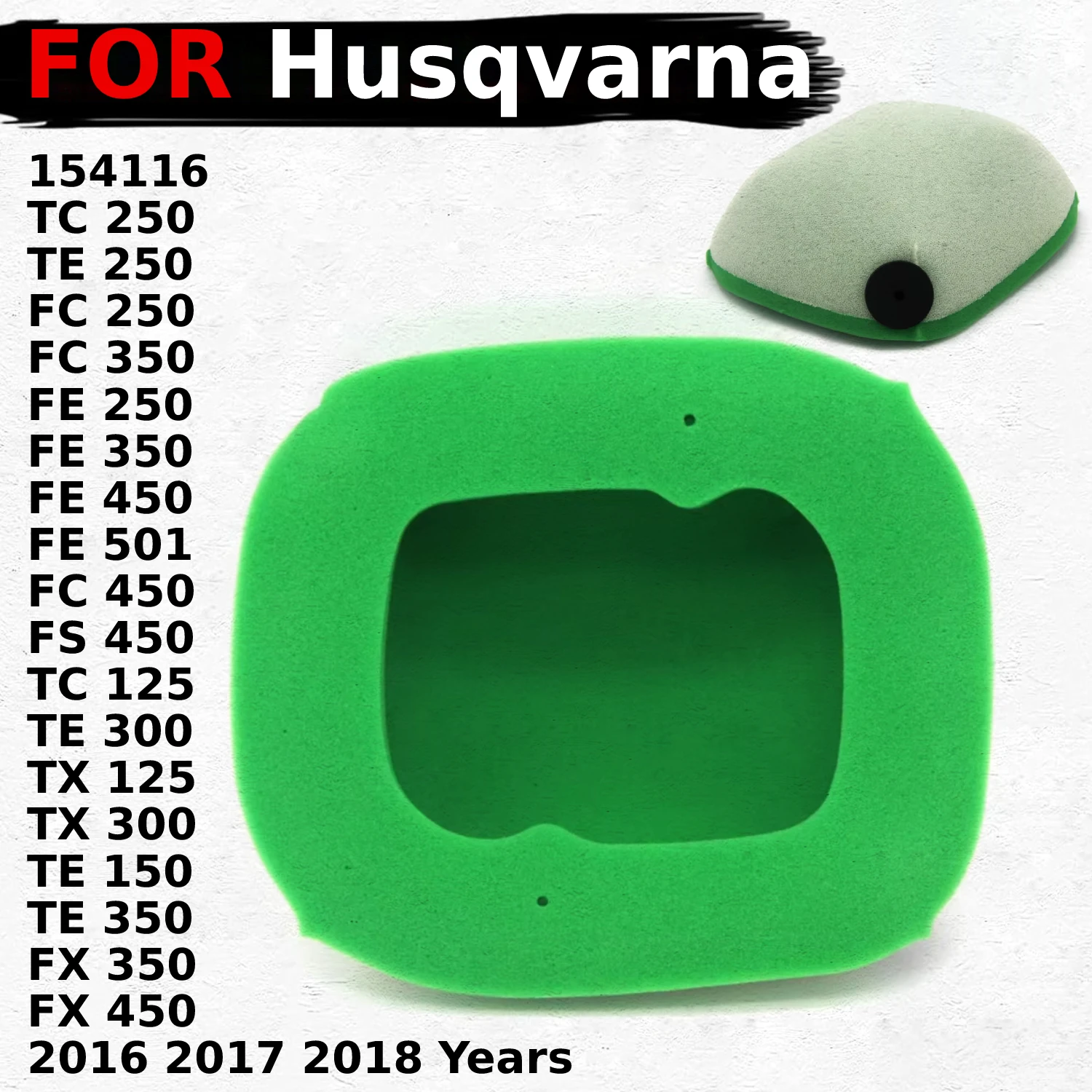 

For Husqvarna TC TE FC FE FS TX 125 250 300 350 450 501 2016 2017 2018, 154116 Motorcycle Air Filter Motor Bike Intake Cleaner