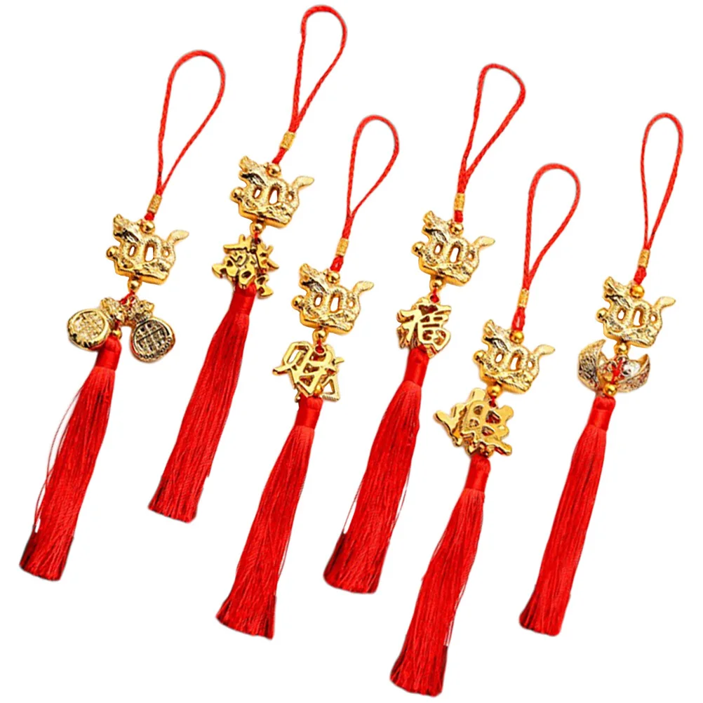

6Pcs Chinese New Year Decorations 2024 Car Pendant for Front Door Wall Window Home Office Spring Festival Hanging Ornament Set
