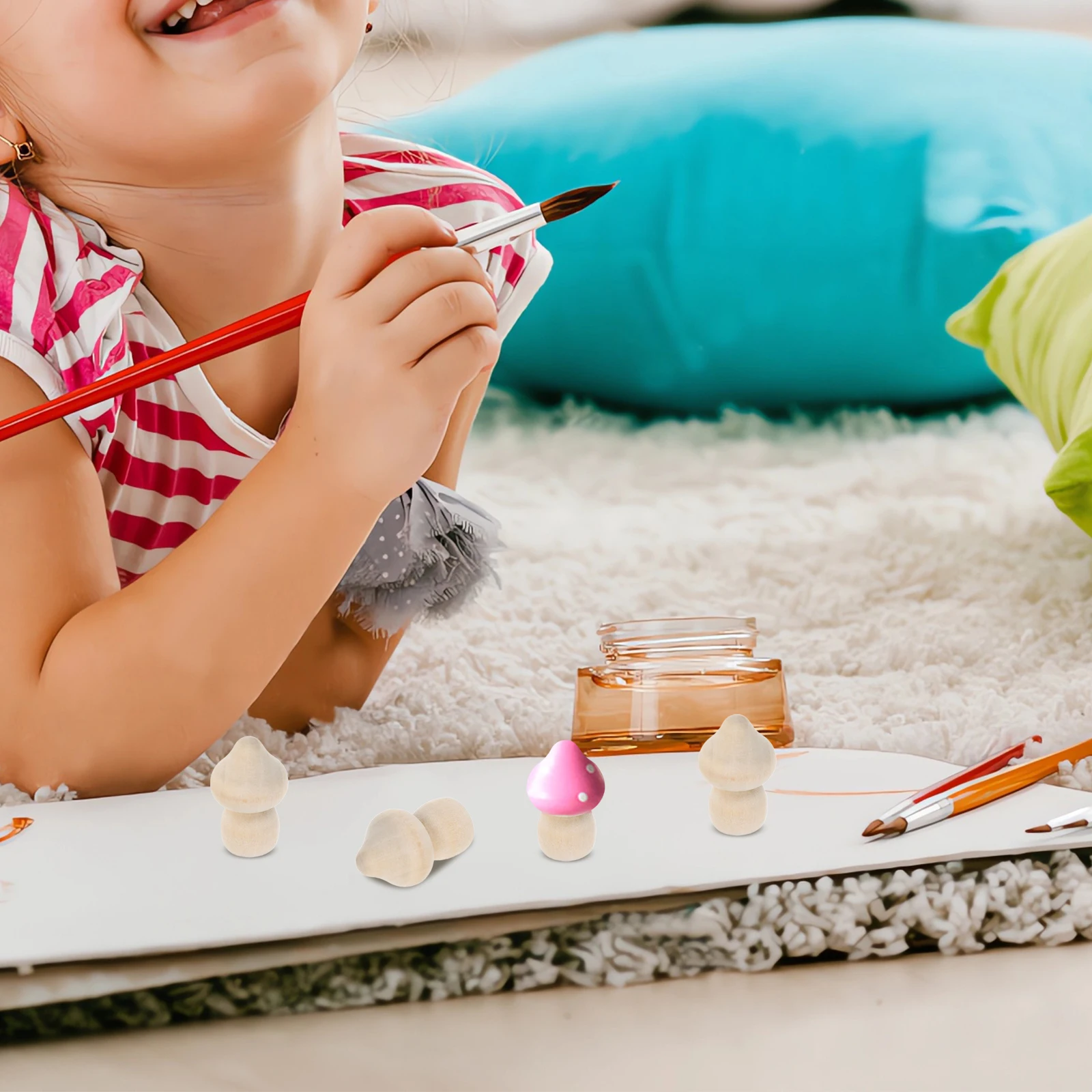 

15Pcs DIY Painting Wooden Mushroom Set Kids Craft Creativity Booster Unfinished Wood Art Decorations DIY Wooden Mushroom