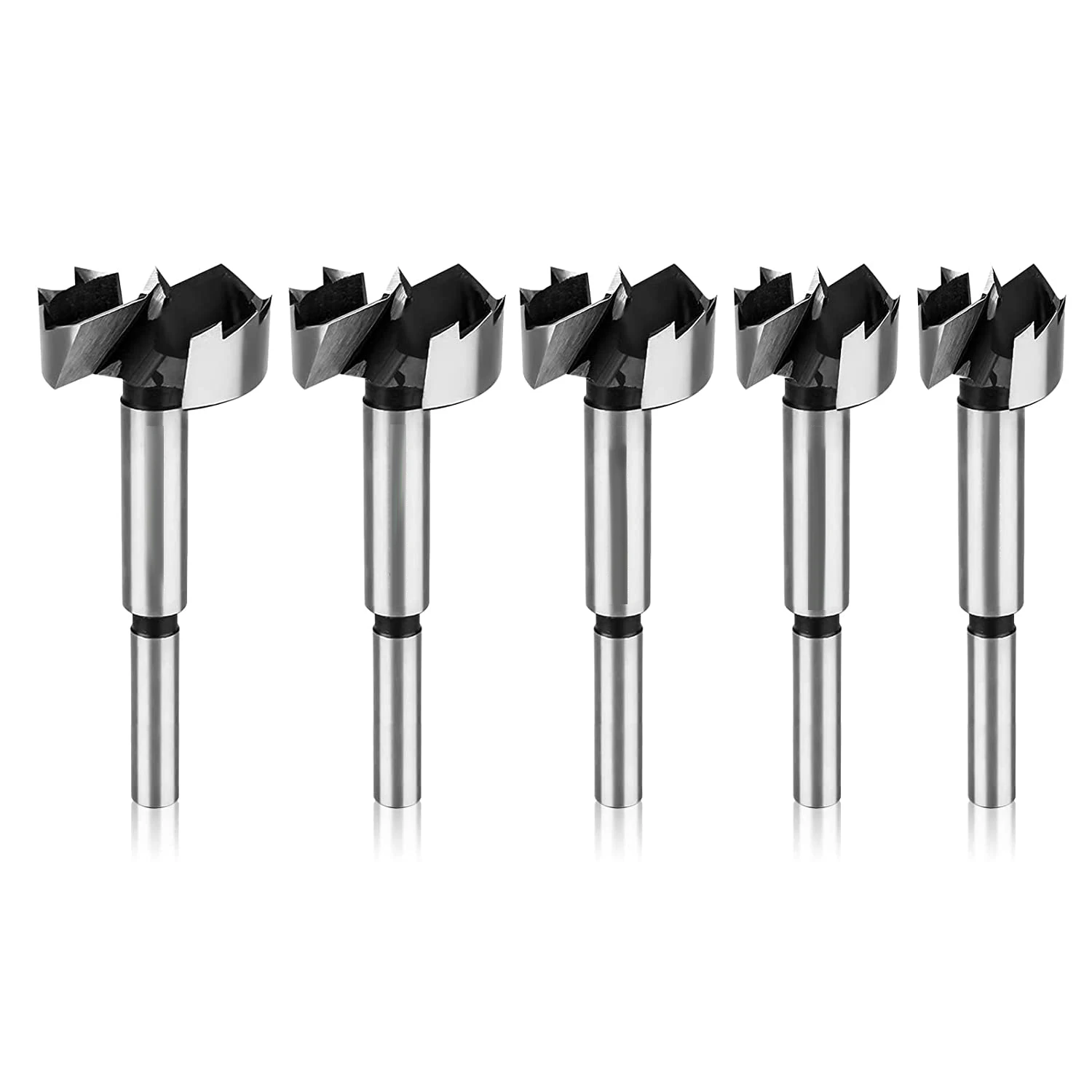 Forstner Bit Set, 5-Pcs Forstner Bits Wood Drilling Smooth Flat-Bottomed Pocket Holes in Wood, 3/8inch Shank Fit Drills