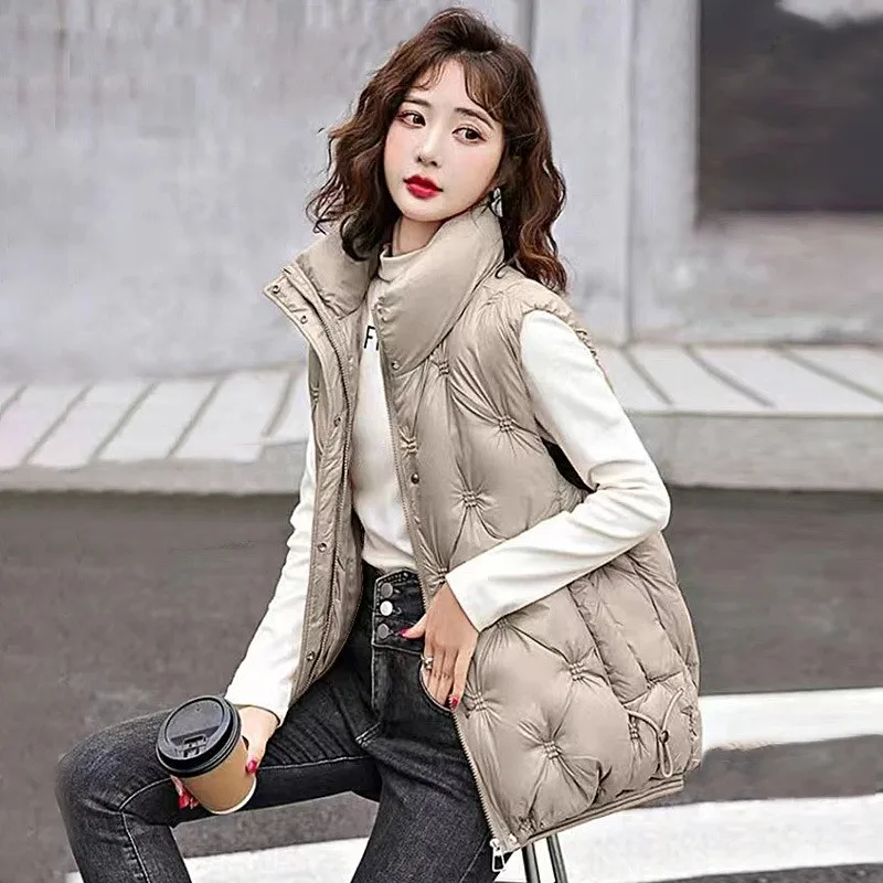 Down Cotton Vest Female 2023 HOT New Autumn And Winter Korean Version Vest Bright Face Wash Foreign Fashion Vest Coat