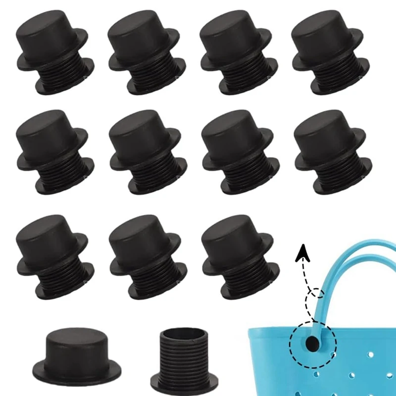 12 Sets Screw Rivets Replacement Accessories For Beach Tote Bag Handles Straps Buttons Large Rubber Beach Bags (Black)