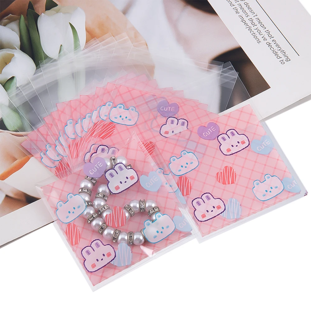 

100pcs/Lot Cartoon Animals Gift Packaging Self Adhesive Bag Candy Handmade Baking Bag Jewelry Accessories Display packaging Bags