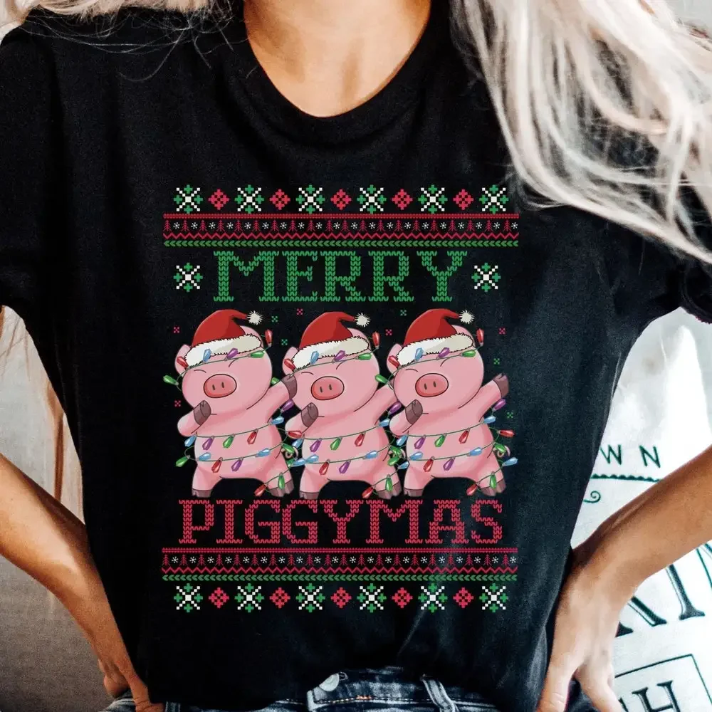 Merry Pigmas Sweat T Shirt For Pig Lover Christmas Three Pigs Sweater Funny Tacky Piggy Farm Animal Xmas