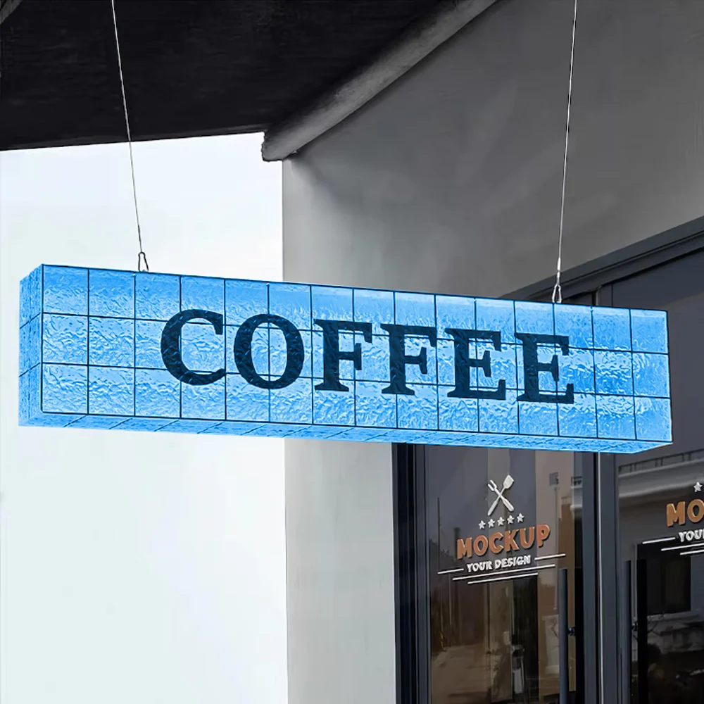 カスタム屋外水波LEDライトボックスビジネスサイン防水アクリル両面店舗壁掛け看板