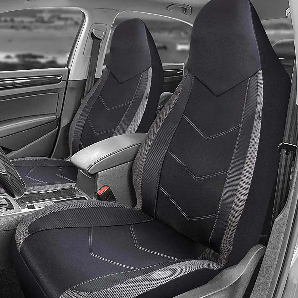 High Back Air Mesh Fabric Car Seat Covers Sporty Design Airbag Compatible Fit For Most Car Suv Truck Van Seat Cushion