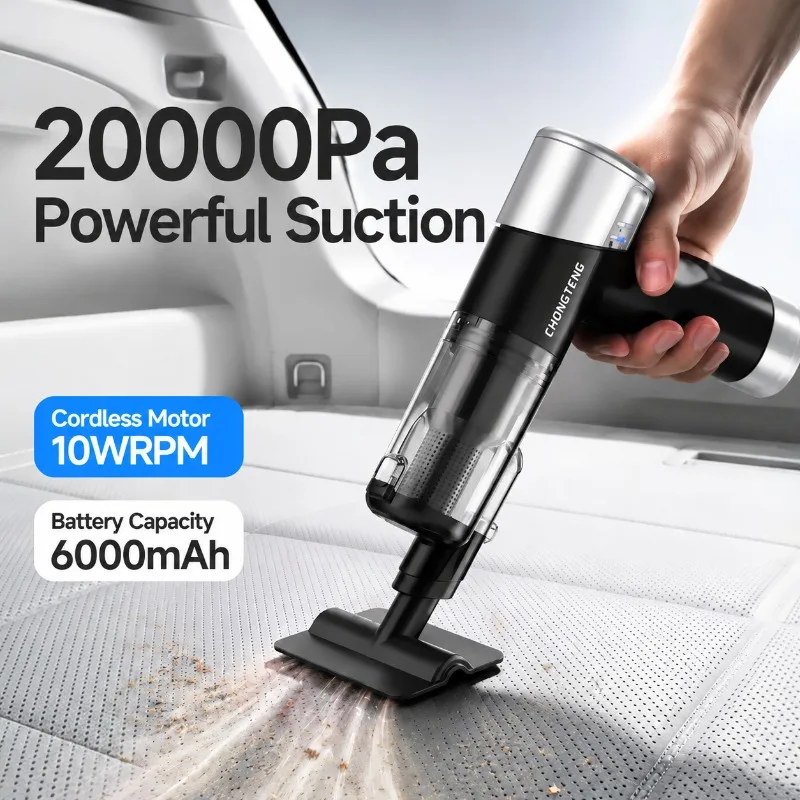 2-in-1 Car Vacuum Cleaner, 20000Pa Strong Suction Brushless Motor 100000RPM, Wireless Blow & Suction Portable Cleaner with