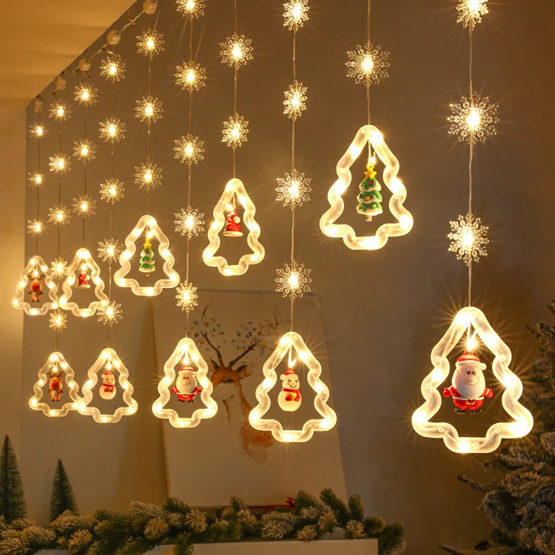 3Pcs/Lots Christmas Decoration Led Light String Christmas Tree Modeling Lights Interior Ambient Light USB Curtain Light