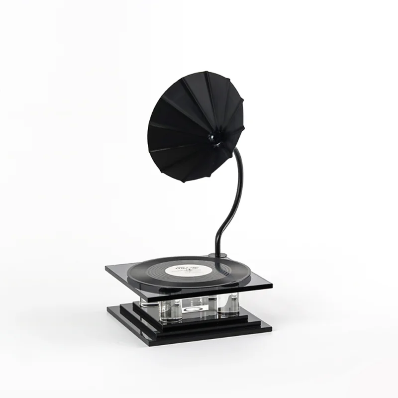 

Vintage Record Phonograph Crystal Decorative Objects Home Decor Living Room Decoration Ornaments for Gifting Knick-Knacks Style