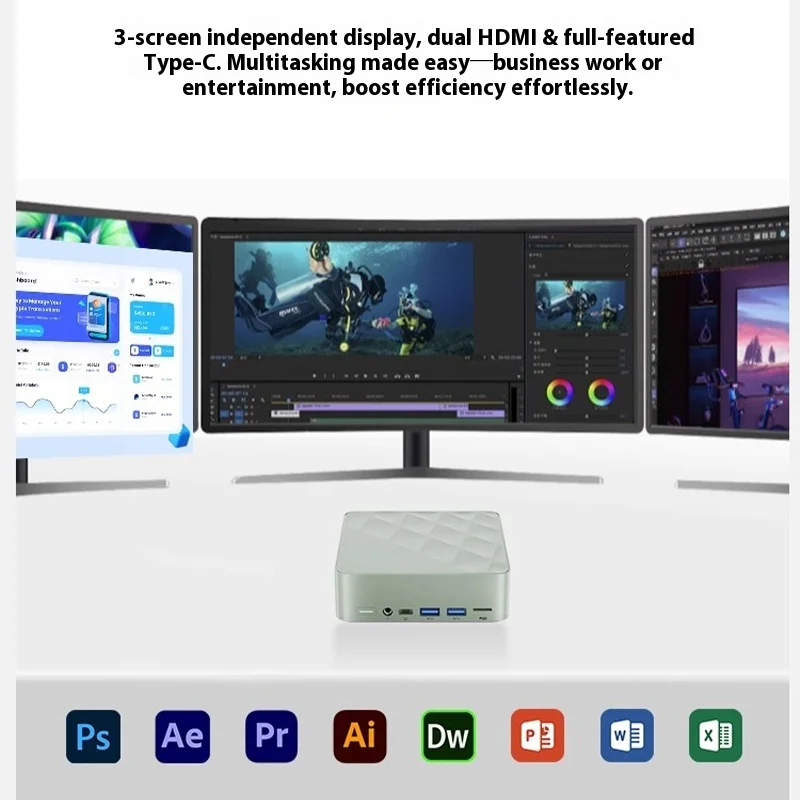 Quasi System N100 Mini Host Ddr4 سطح المكتب المزدوج إيثرنت ميناء مزدوج Hdmi حافظة صغيرة الأعمال الألعاب مكتب مضيف الكمبيوتر المحمول
