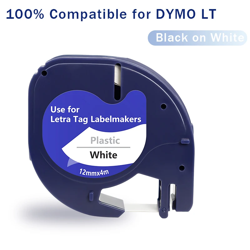 Compatible Dymo Letratag 12mm Label Tape 91201 91200  91202 91203 91204 91205 Printer Ribbon for DYMO LT100H 200B Label Printer