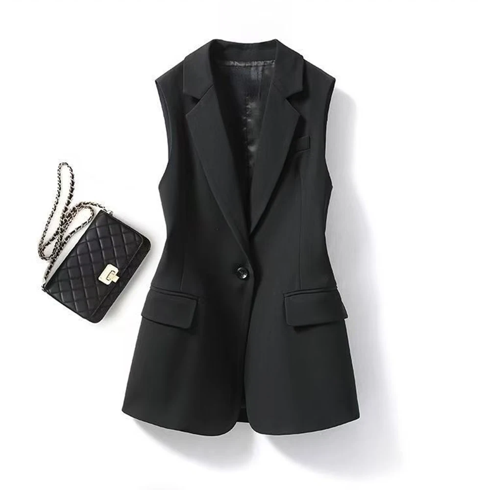 XS-5XL Summer New Unisex Solid Color Sleeveless Suit Vest Retro Fashion Trend High Street Casual Loose Simple Neutral Top