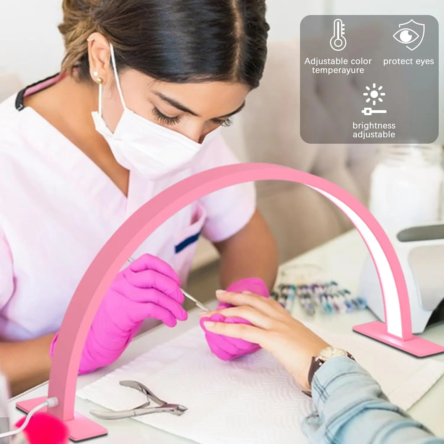 

25W Half Moon Light для стола для ногтей, настольная лампа для ногтей, светодиодная лампа для ногтей, настольные лампы для наращивания ресниц, для маникюра, салона