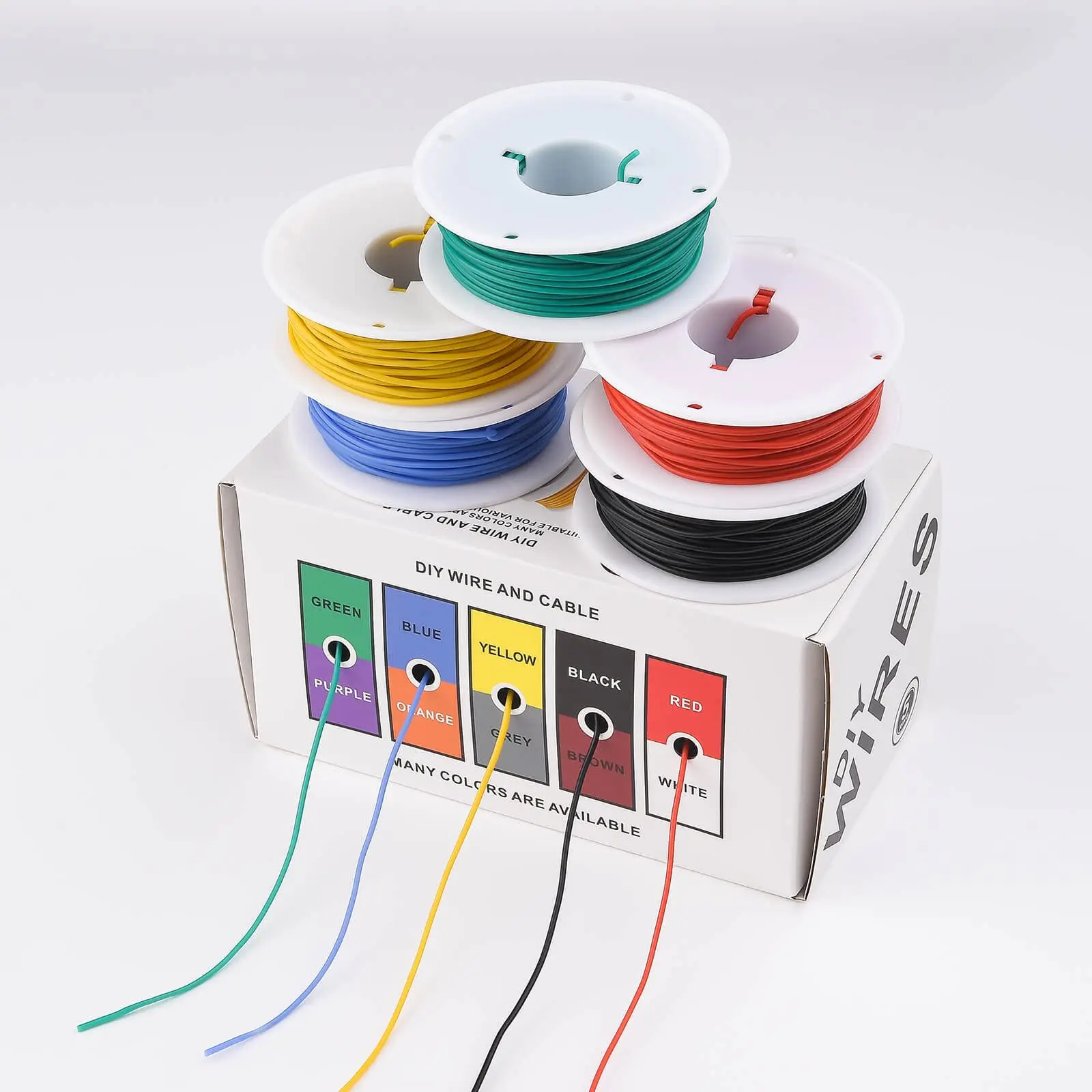 28AWG Wire Flex Silicone 28 Gauge Stranded Tinned Copper Wire, OD: 1.2mm, 5 Colors 32.8ft/10m, Electrical Connection Wire Kit