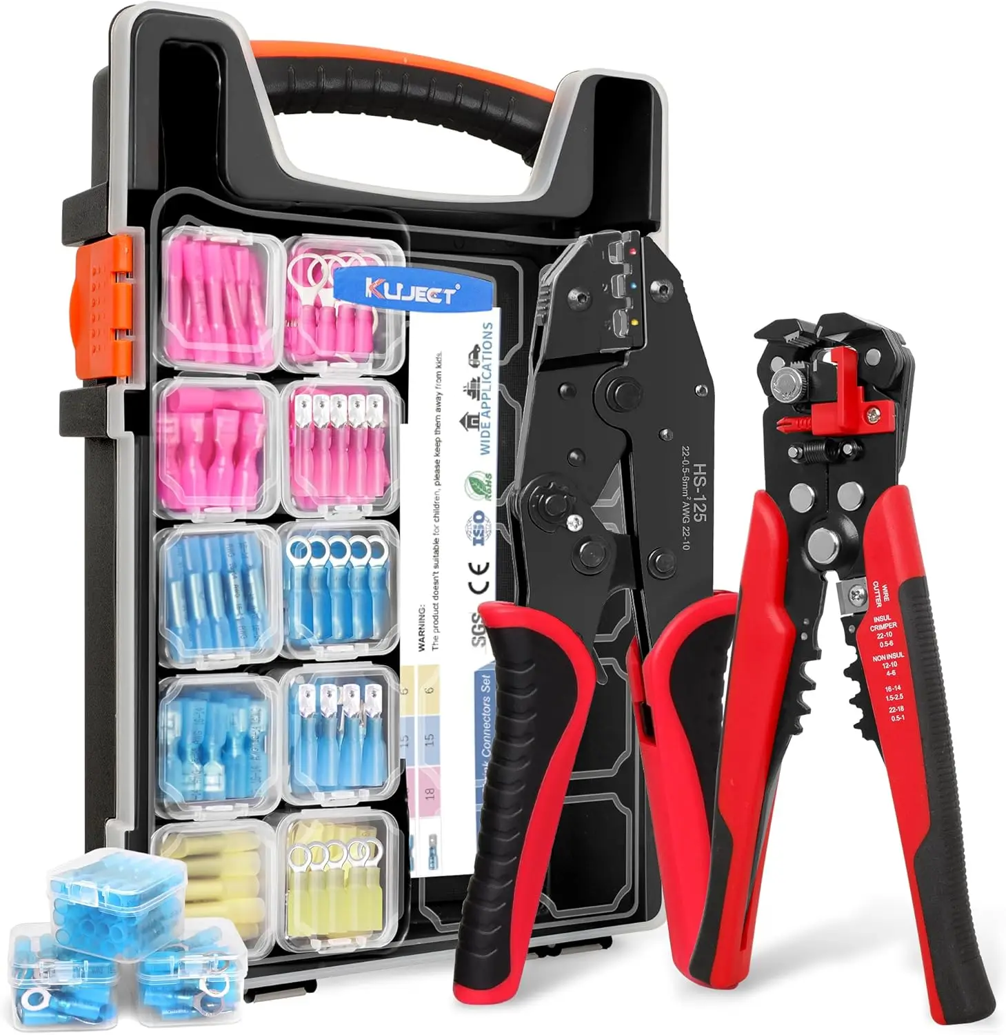 

340PCS Heat Shrink Wire Connector Kit, 3-in-1 Adjustable Stripper Crimper Tool for Automotive Marine Electrical Repairs