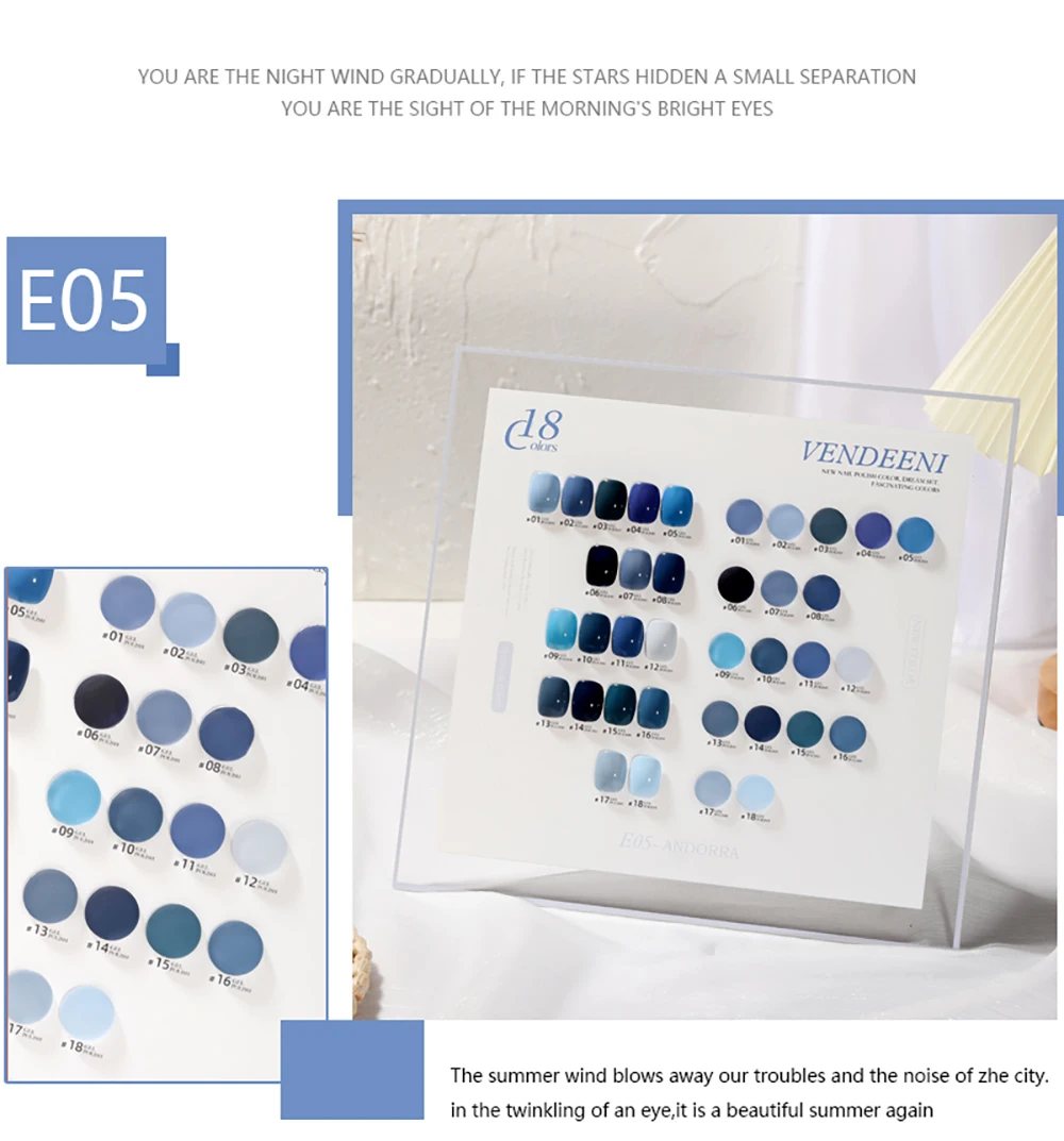 Vendeeni 18 Farben Reiner Farbgel-Nagellack-Set Semi-Permanenter UV-LED-Soak-Off-Gel-Lack Nagelkunst-Gel-Lack mit Display – Detail 9