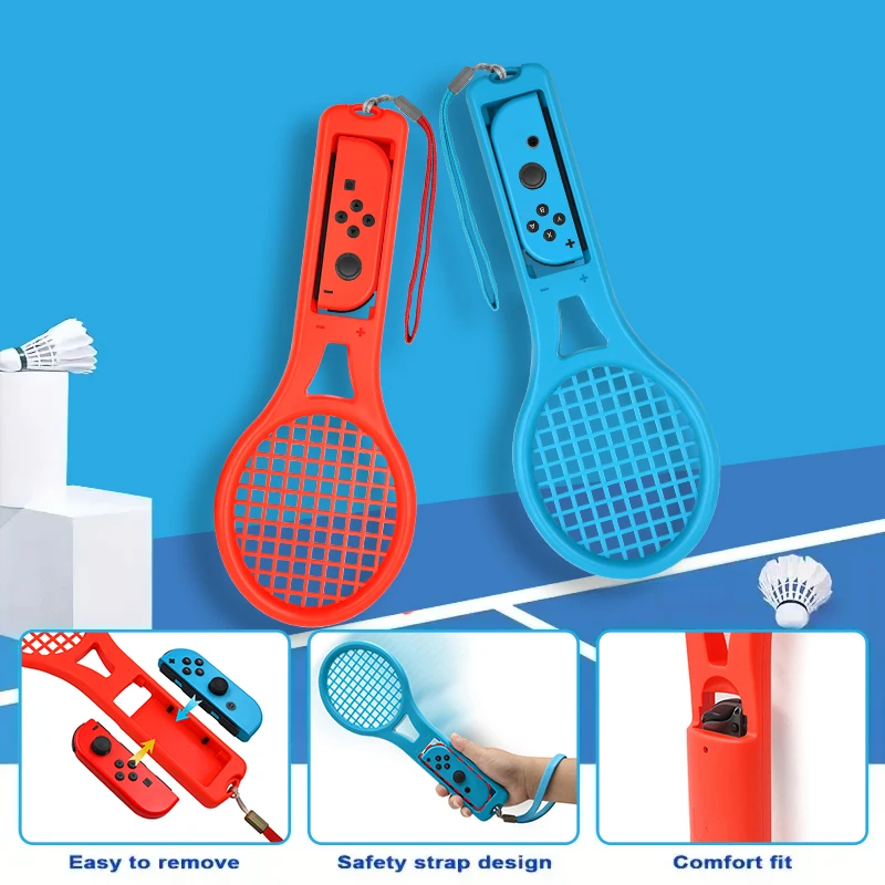 1 pair of switch game tennis rackets, small handle tennis racket game sports grip to increase the gaming experience