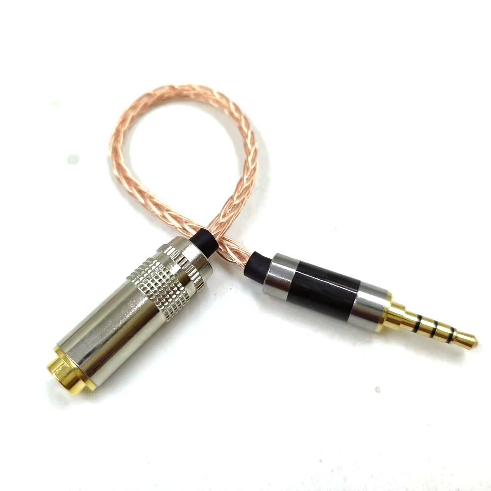 

8 Cores 10cm 3.5mm TRRS Male to 4.4mm Female Balanced Adapter 7N OCC Single Crystal Copper Audio Adapter Cable