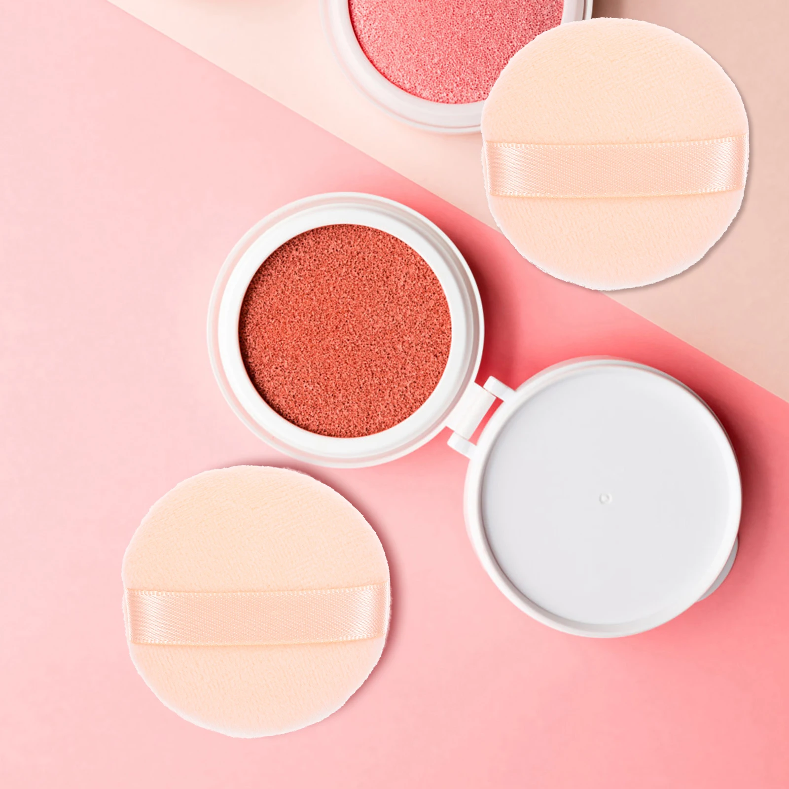 

4pcs Round Powder Makeup Sponge Puff Non-Fluorescer Premium Loose Powder Puff For Foundation Concealer Smooth Application Gentle