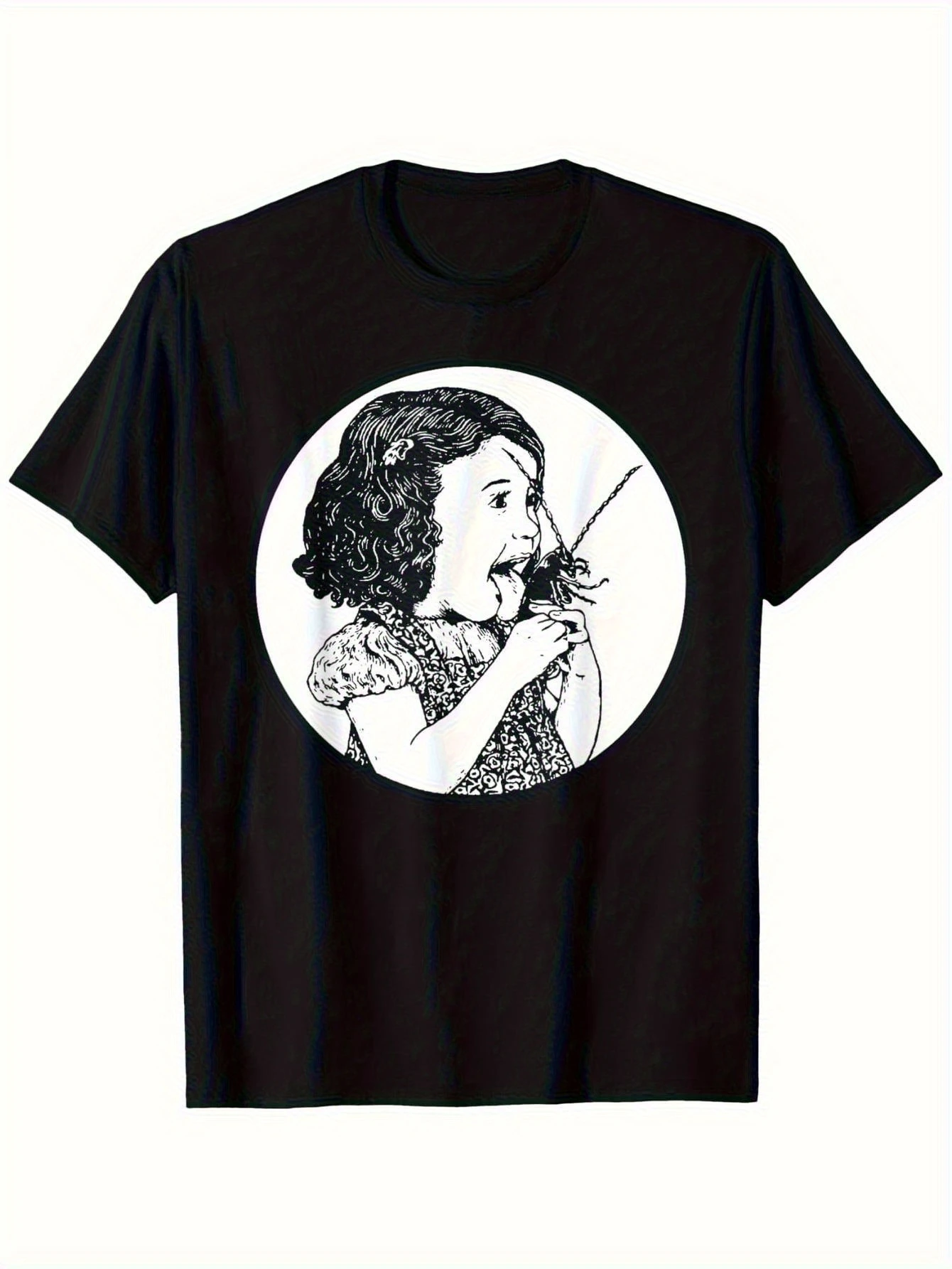 Insect Eater Vintage Cute Cockroach Punk Pattern T-Shirt-1sm, Loose Round-neck Short-sleeve T-shirt, Unique Design