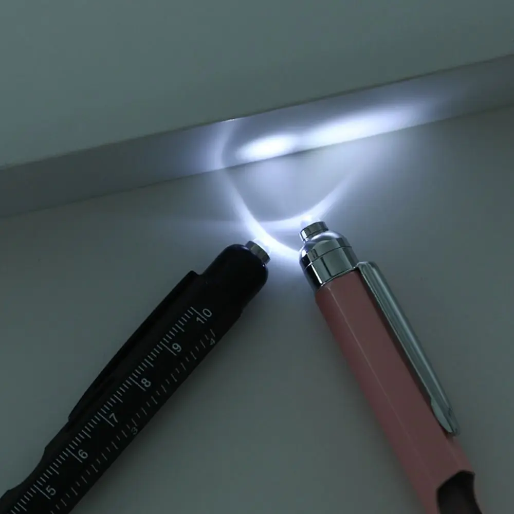 Metal Multi Tool Pen 9-in-1 With LED Light Spirit Level Screwdriver Ruler Ballpoint Pen Capacitive Pen Writing Supplies